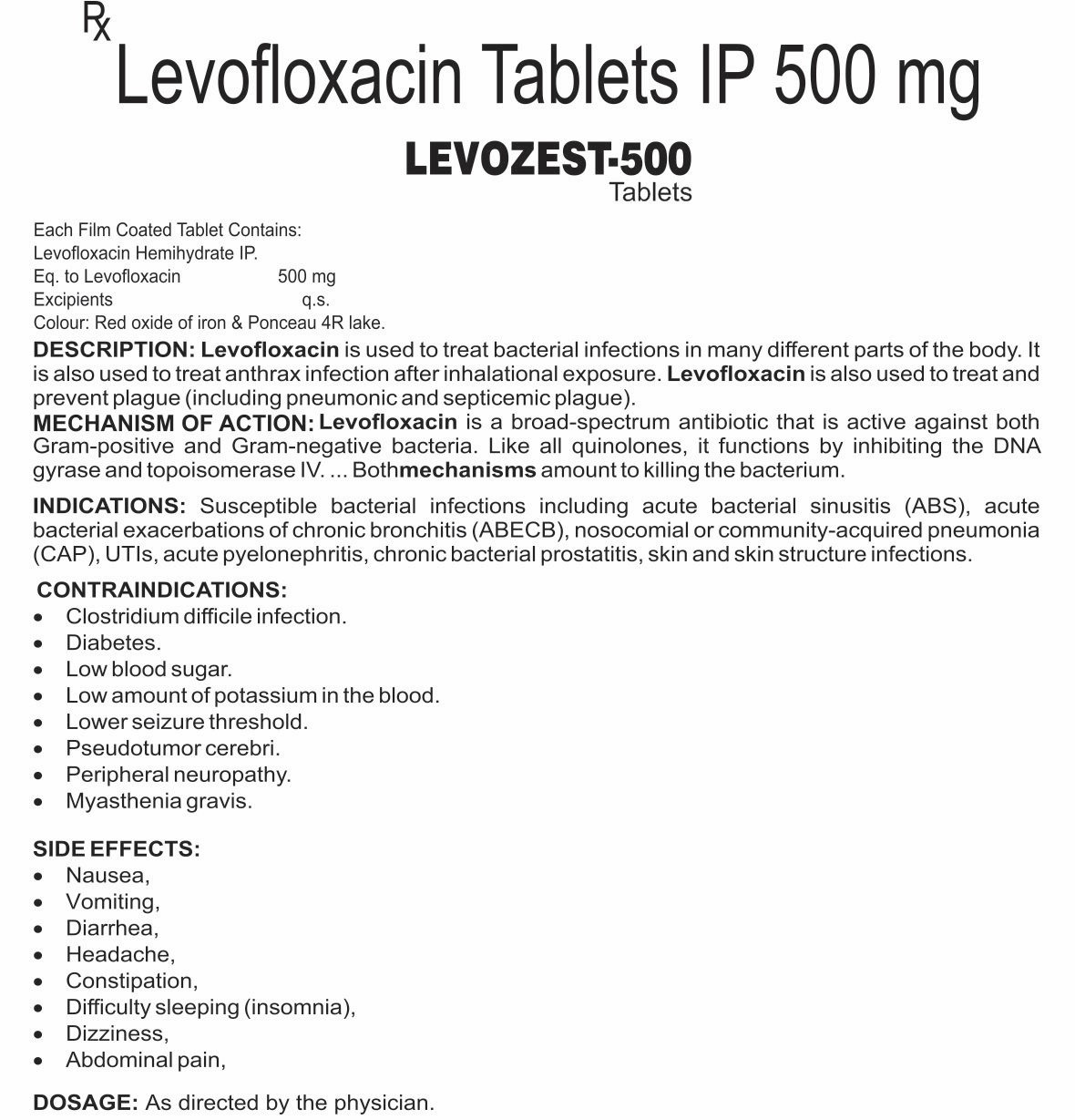 LEVOZEST 500 TABLETS